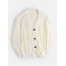 Mens Rib  Knit Hollow Out Button Front Lapel Casual Long Sleeve Cardigans