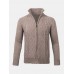 Mens Solid Color Cable Knitting Zipper Long Sleeve Warm Cardigans