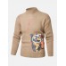 Mens Cartoon Cat   Ethnic Style Character Pattern High Neck Knitted Pullover Sweaters