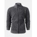 Mensa Stand Collar Zipper Knitted Thick Casual Cardigan Sweater