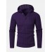 Mens Cable Solid Color Long Sleeve Warm Knitting Hooded Sweaters