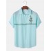 Men Palm Tree Stitching Front Button Soft Breathable All Matched Skin Friendly Shirts