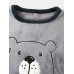 Mens Flannel Cartoon Bear Letter Pattern Round Neck Thick Home Pajamas Sets