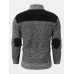 Mens Patchwork Zip Front Knit Patched Sleeve Warm Cardigans