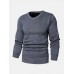 Mens Basic Solid Color V  Neck Knitted Casual Long Sleeve Sweater