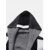 Mens Colorblock Knitted Long Sleeve Mid  Length Hooded Sweater Cardigans