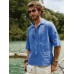 Men Cotton Patched Solid Half Buttons Graceful Leisure All Matched Shirts